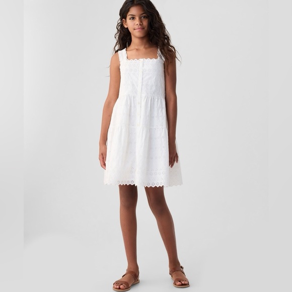 Gap x DOEN Eyelet Mini Dress (Kids) Off White NWT - Picture 1 of 8